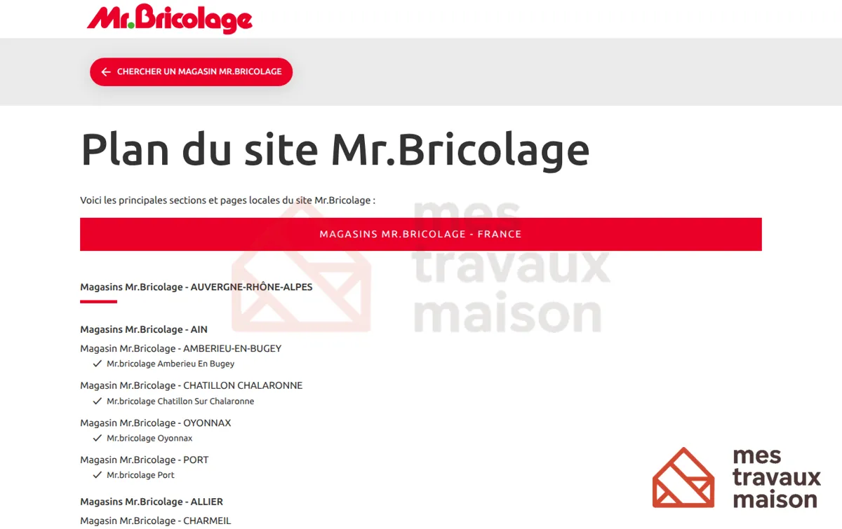 Capture : Plan du site Mr.Bricolage